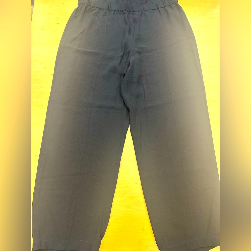 Eileen Fisher 100% Silk Black Wide-Leg Pants